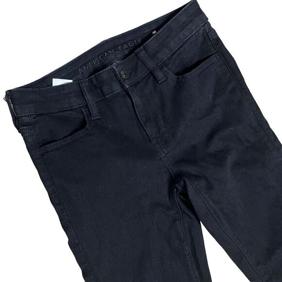 American Eagle Jeans Women’s 2 Next Level Stretch Black Skinny High Rise Denim - Picture 2 of 9